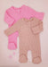 2 Pack Waffle Sleepsuits, Zip, Mitts, Feet - Pink Little Dreamer