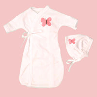 Pink Butterfly Baby Bereavement Gown & Bonnet, Organic (Burial Gown) Bereavement gown Tiny & Small 