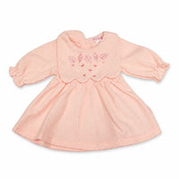 Premature Textured Pink Baby Dress with Leaf Embroidery
