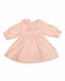 Premature Textured Pink Baby Dress with Leaf Embroidery