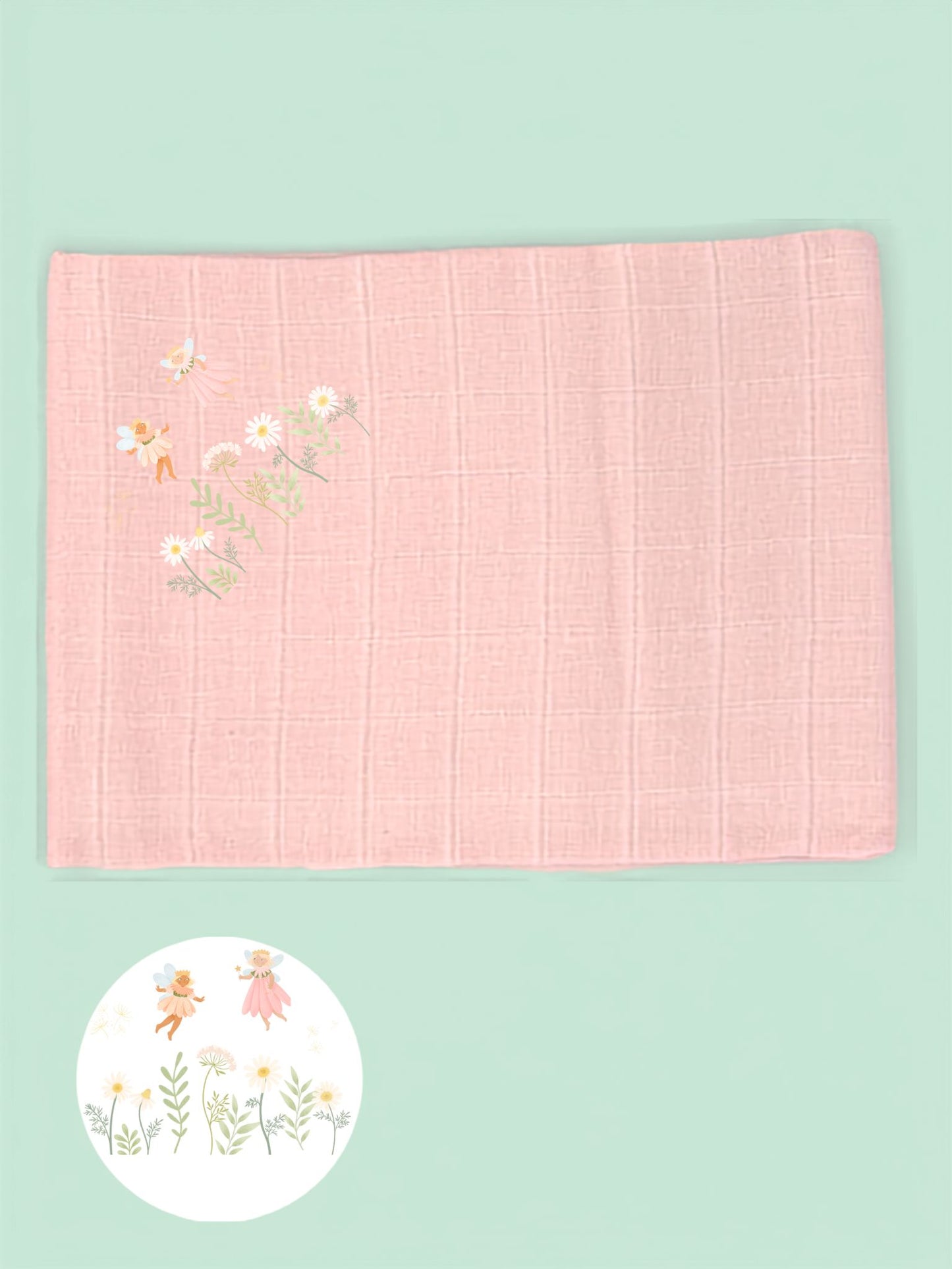 'Fairy Garden' 100% Pure Cotton Muslin - 70cm x 70cm - One Muslin Muslin Little Mouse Baby Clothing & Gifts Pale Pink 