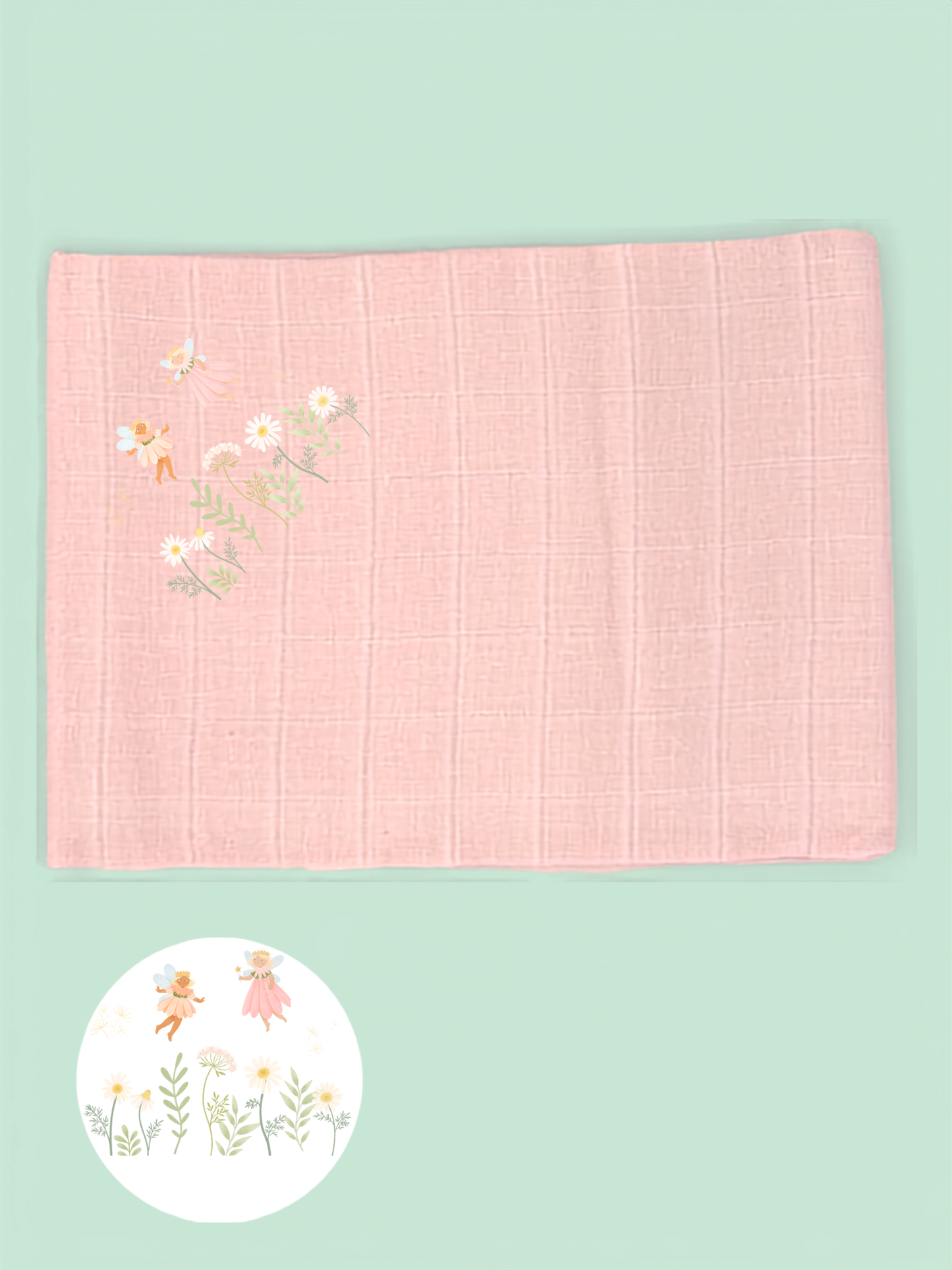 'Fairy Garden' 100% Pure Cotton Muslin - 70cm x 70cm - One Muslin