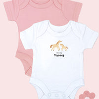'I love Mummy' Horse Motif White Bodysuit & Plain Pink Bodysuit Set Bodysuit / Vest Little Dreamer 