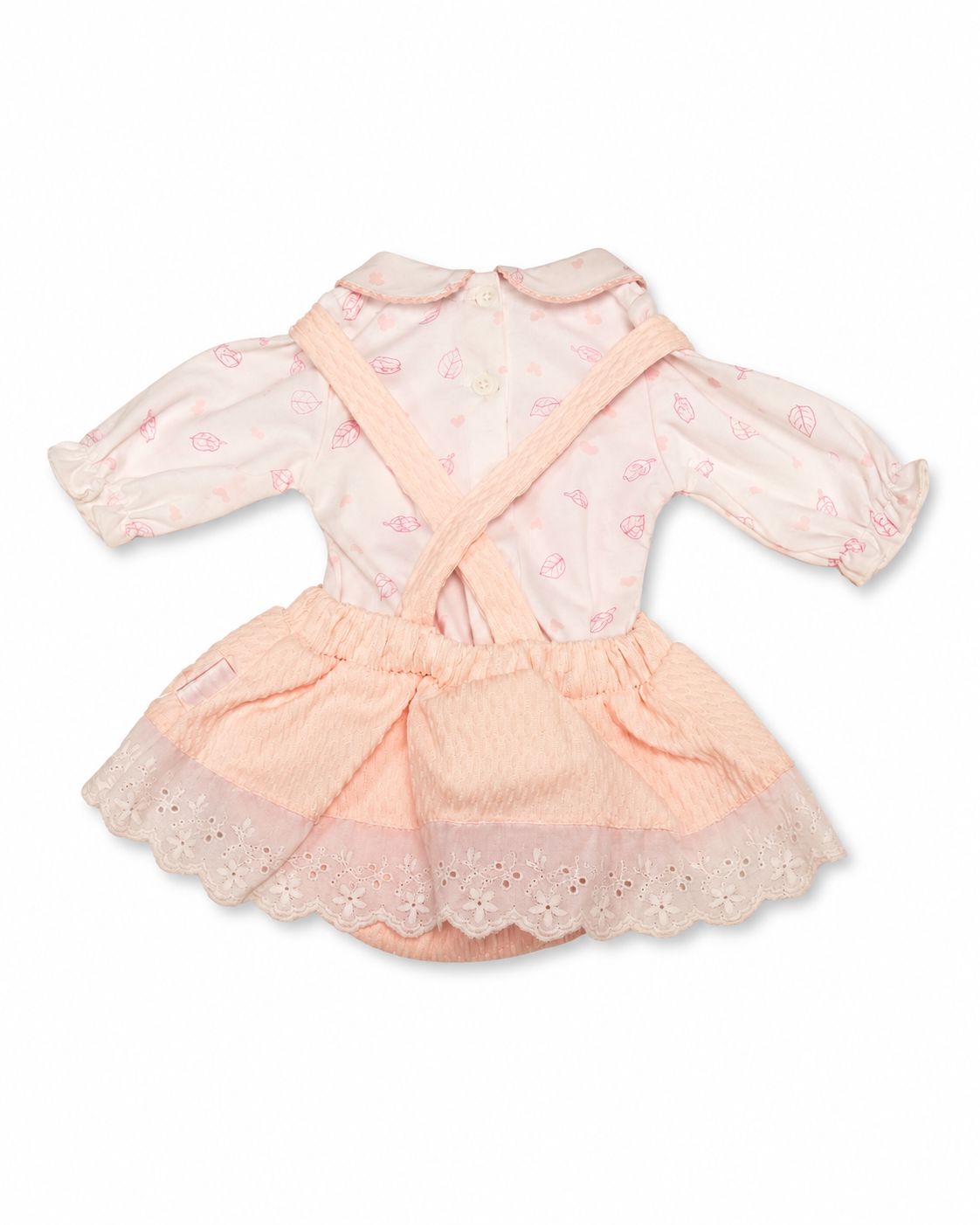 Premature Pink Baby Dress Set with Leaf Embroidery