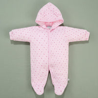 Pink Snowsuit, Bear Ears on Hood Snowsuit / Pramsuit Dandelion 5-8lb 