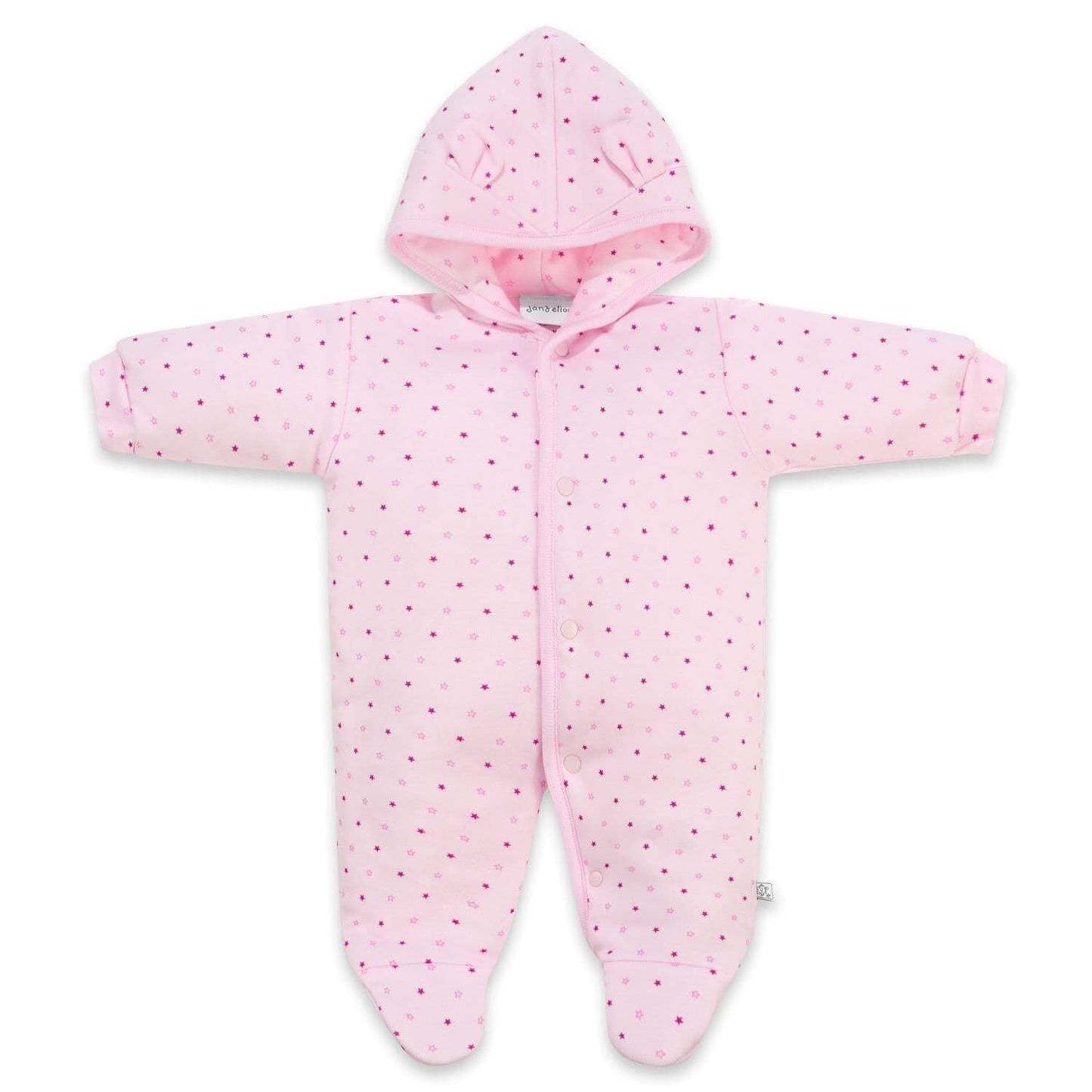 Pink Snowsuit, Bear Ears on Hood Snowsuit / Pramsuit Dandelion 5-8lb 