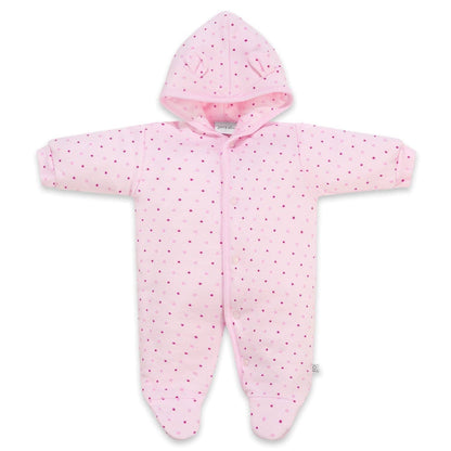 Pink Snowsuit, Bear Ears on Hood Snowsuit / Pramsuit Dandelion 5-8lb 