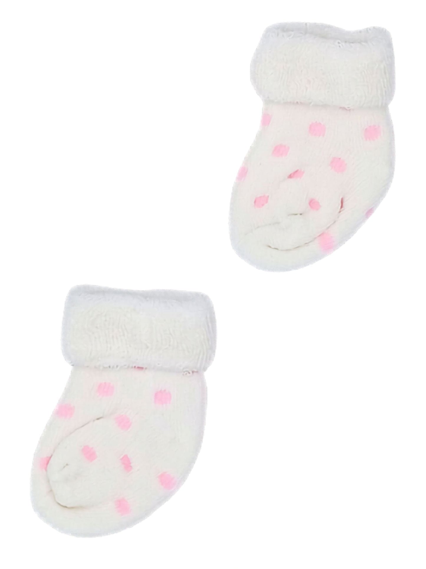 White With Pink Spots Stay-on Towelling Premature Baby Socks Little Mouse Baby Clothing & Gifts