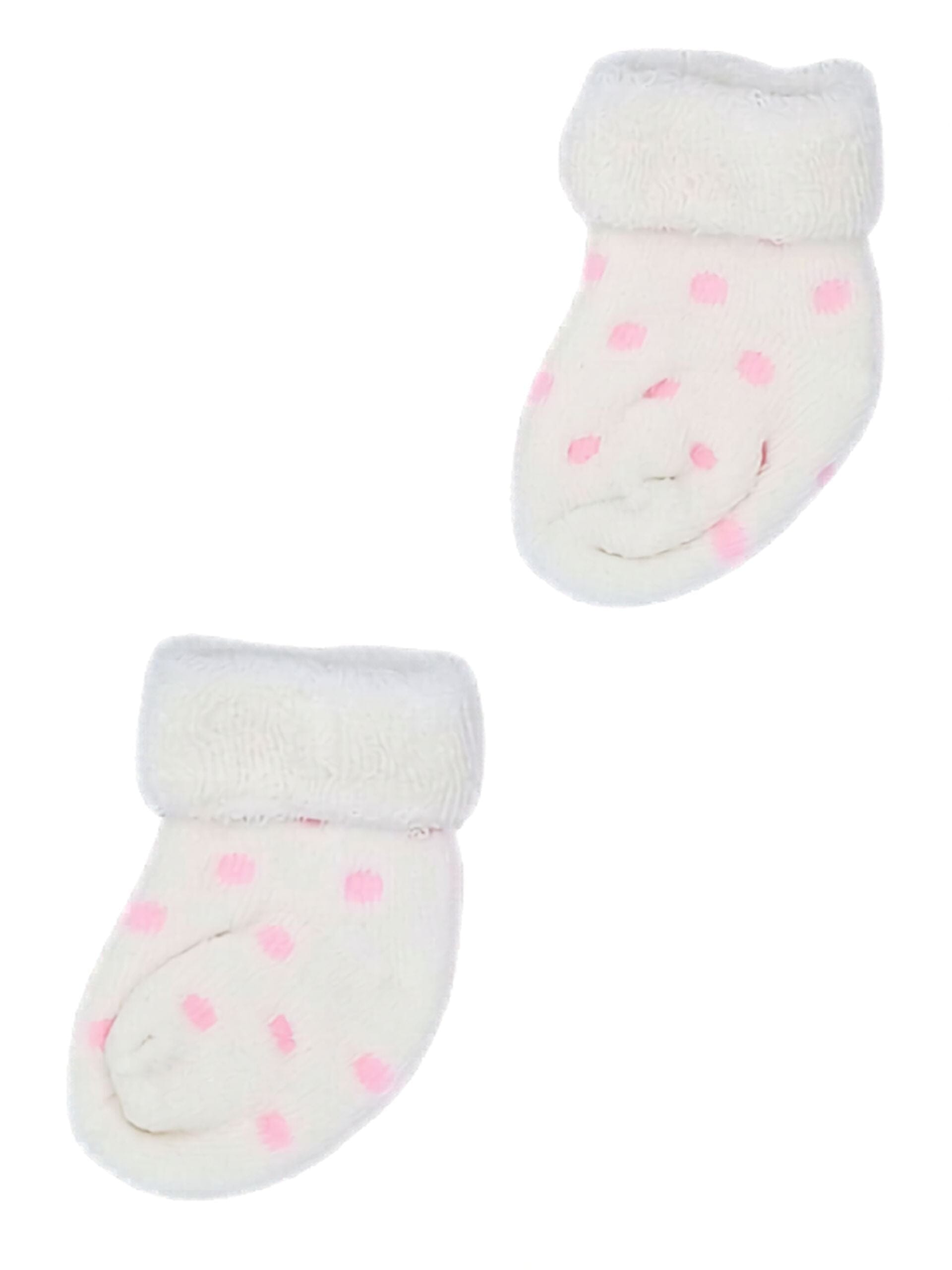 White With Pink Spots Stay-on Towelling Premature Baby Socks Little Mouse Baby Clothing & Gifts