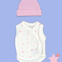 Pink Star Incubator Vest & Round Hat Set 1.5lb to 3lb Bodysuit / Vest Tiny & Small 