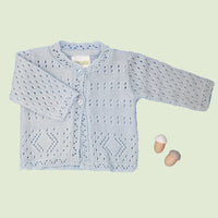 Premature Baby Cardigan, Pointelle, Blue Cardigan / Jacket Early Arrival 