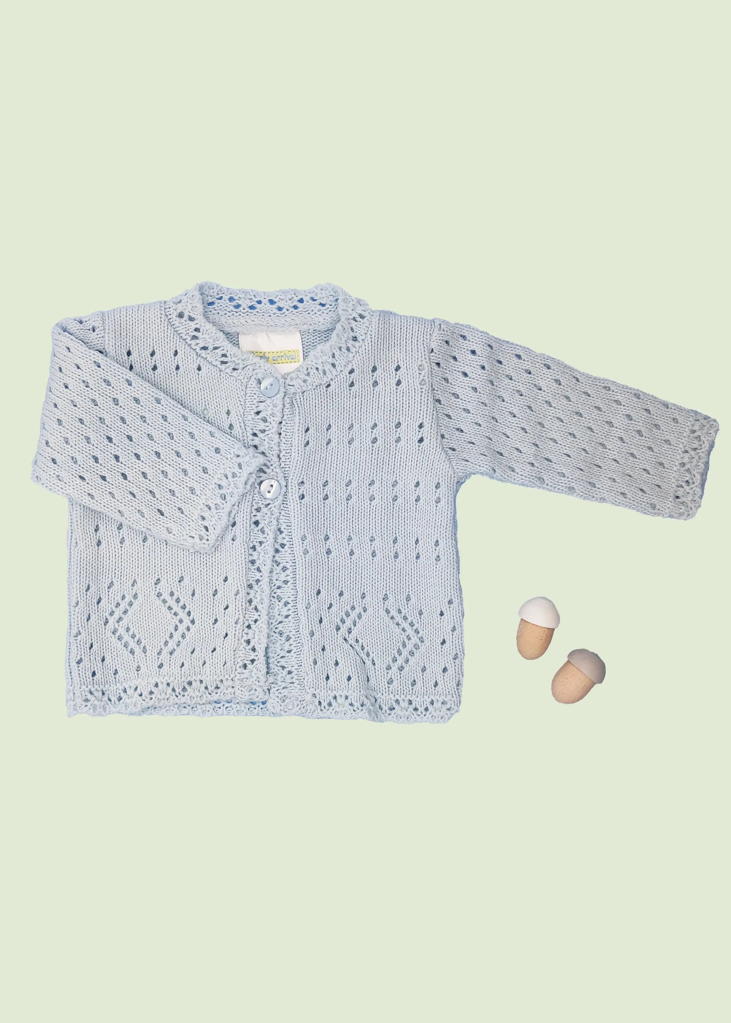 Premature Baby Cardigan, Pointelle, Blue Cardigan / Jacket Early Arrival 
