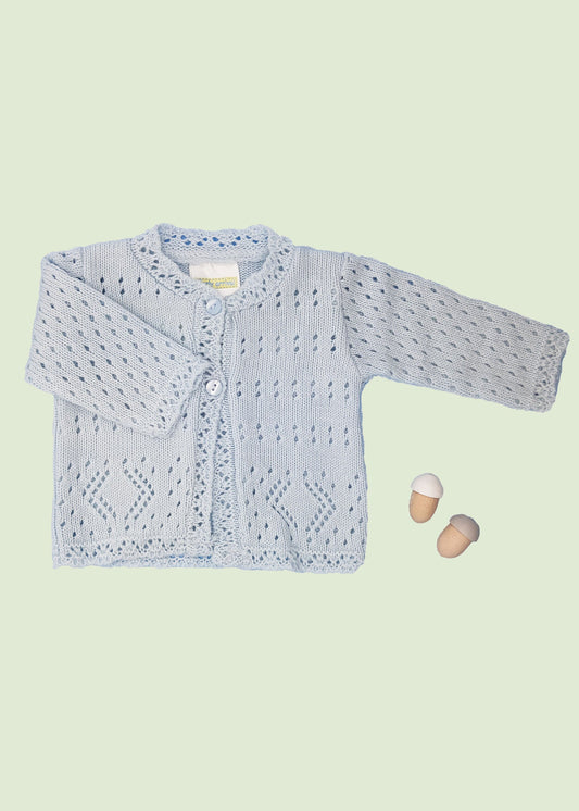 Premature Baby Cardigan, Pointelle, Blue Cardigan / Jacket Early Arrival 