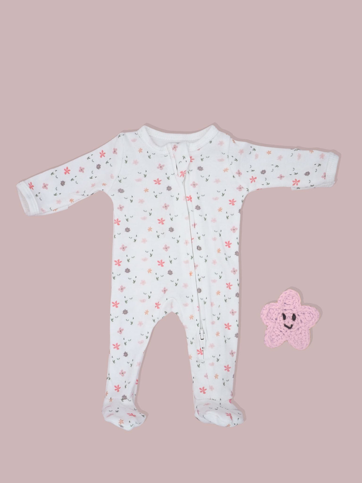 2 Pack Zipped Sleepsuits - Pink Floral
