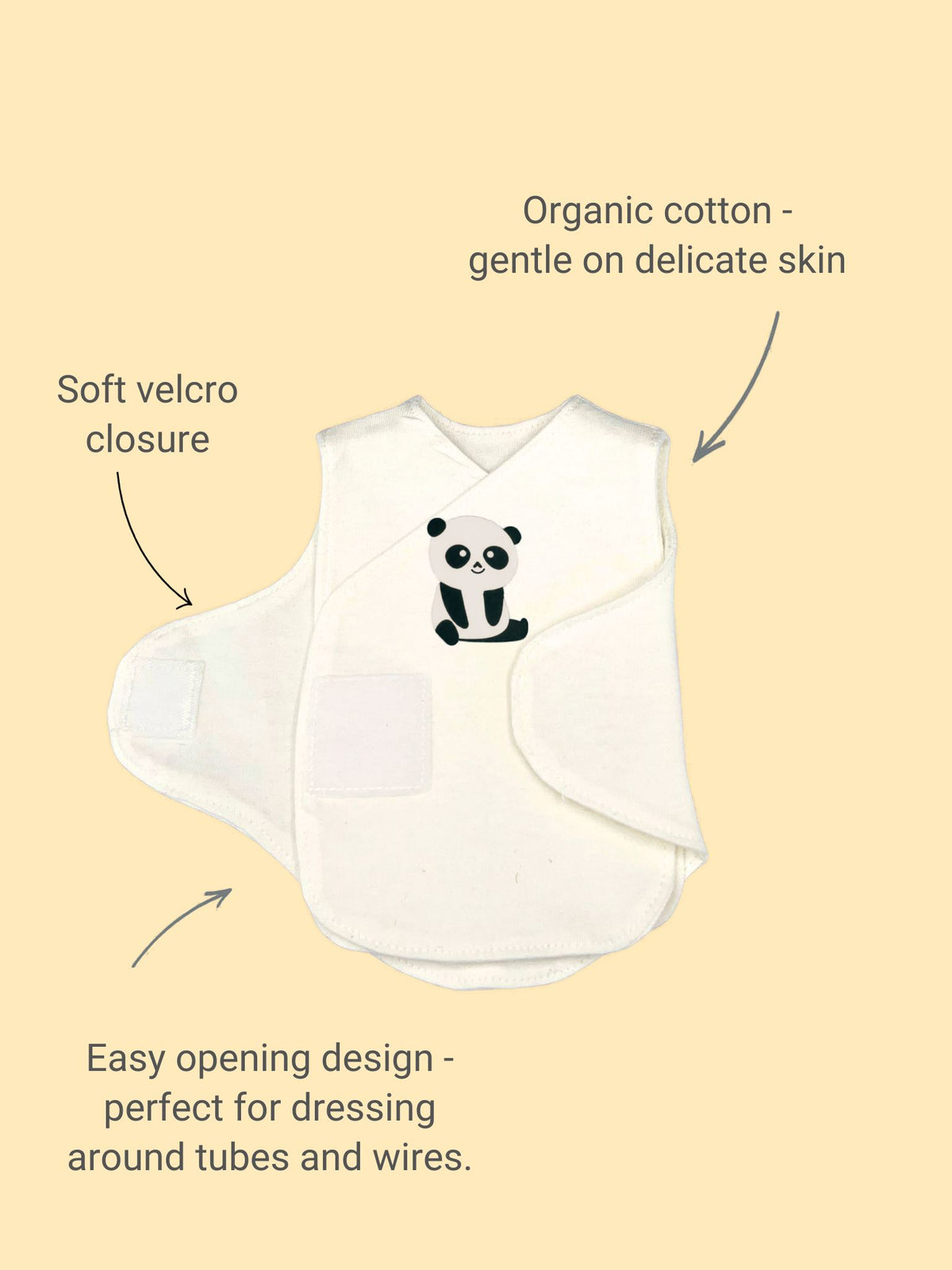 Organic Cotton Incubator Vest and Hat Set - Cuddly Panda