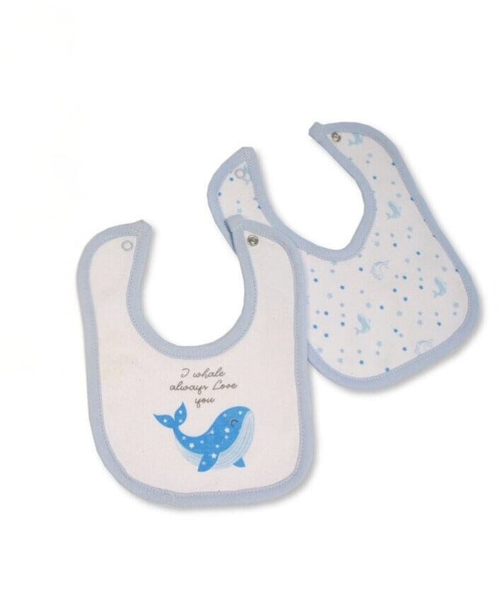 Blue "I whale always love you" Premature baby Bib - 2 pack Dribble Bib Tiny Baby 