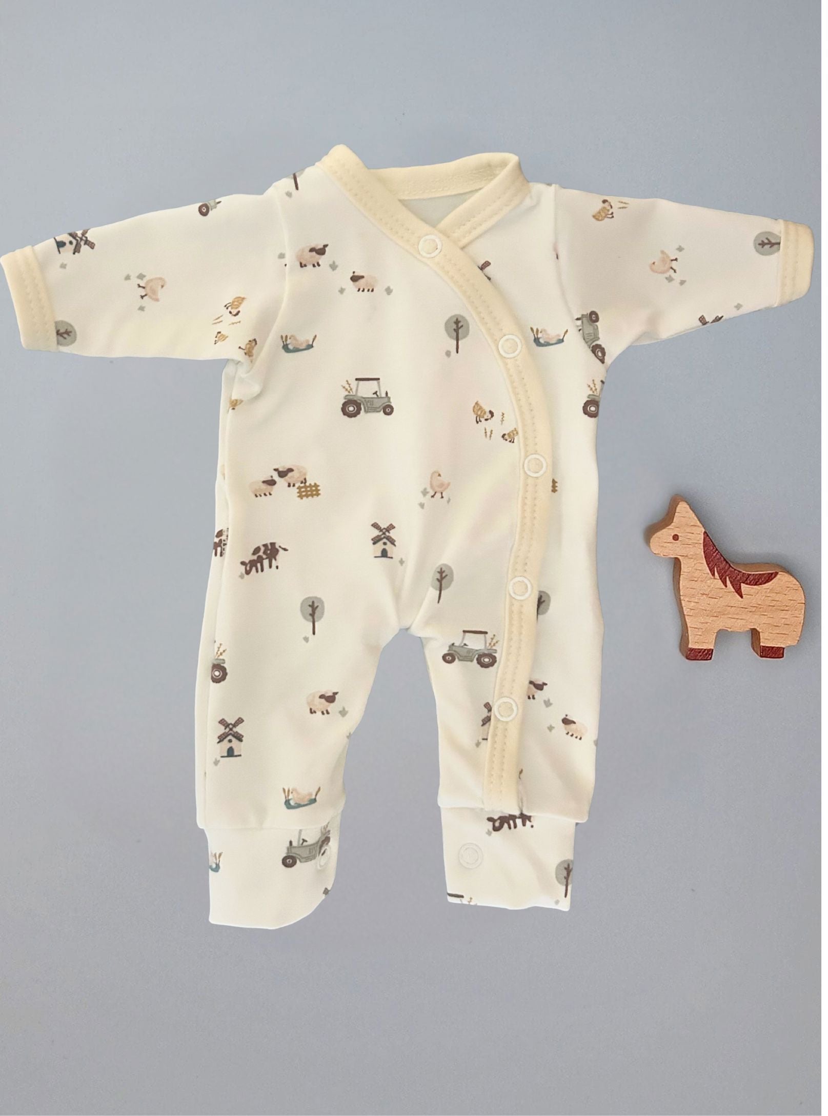 Prem Baby Sleepsuit, Farmtime Tiny & Small