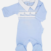 Blue Smocking All In One With Teddies Tiny Chick