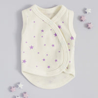 Incubator Vest, Purple Stars, Premium 100% Organic Cotton Bodysuit / Vest Tiny & Small 