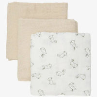3 Pack, Organic Cotton Muslins, Bunny / Beige, 65 x 65 cm Blanket Pippi 