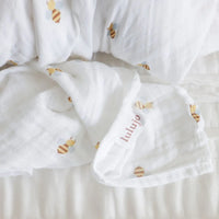 Bees - Muslin Swaddle, 100 x 100 cm Swaddle Blanket Lulujo 