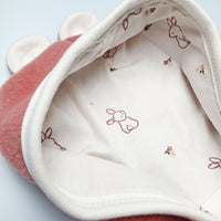 Tiny Baby Pramsuit - Fleece, Raspberry Pink with Rabbit Fabric Hood Tiny & Small