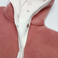 Tiny Baby Pramsuit - Fleece, Raspberry Pink with Rabbit Fabric Hood Tiny & Small