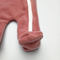 Tiny Baby Pramsuit - Fleece, Raspberry Pink with Rabbit Fabric Hood Tiny & Small