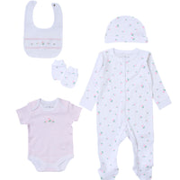 5 Piece Floral Layette Set Set Rock a Bye Baby 
