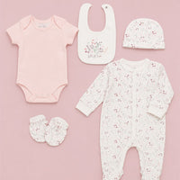Floral 'Full of Love' 5 Piece Layette Gift Set - 3 sizes. Set Rock a Bye Baby 