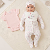 Floral 'Full of Love' 5 Piece Layette Gift Set - 3 sizes. Set Rock a Bye Baby 