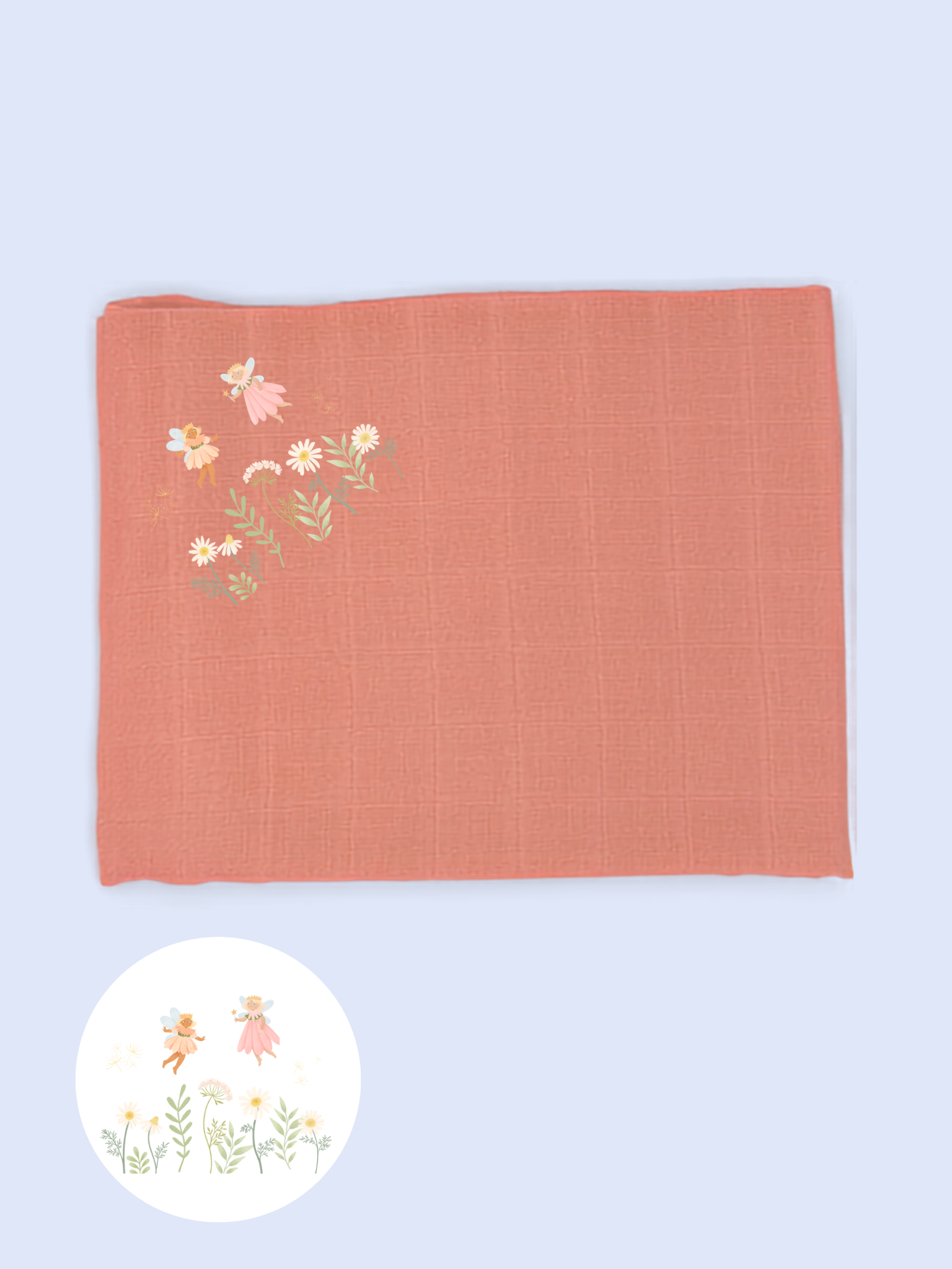 'Fairy Garden' 100% Pure Cotton Muslin - 70cm x 70cm - One Muslin