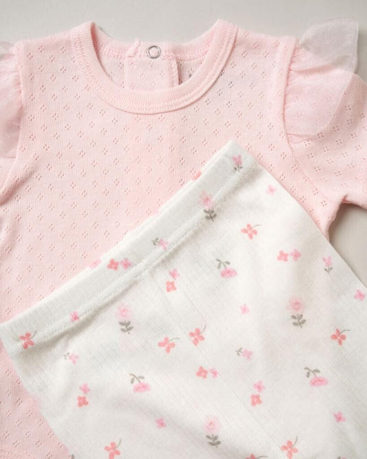 Floral Ribbed 10 Piece Layette Set Set Lilly & Jack 