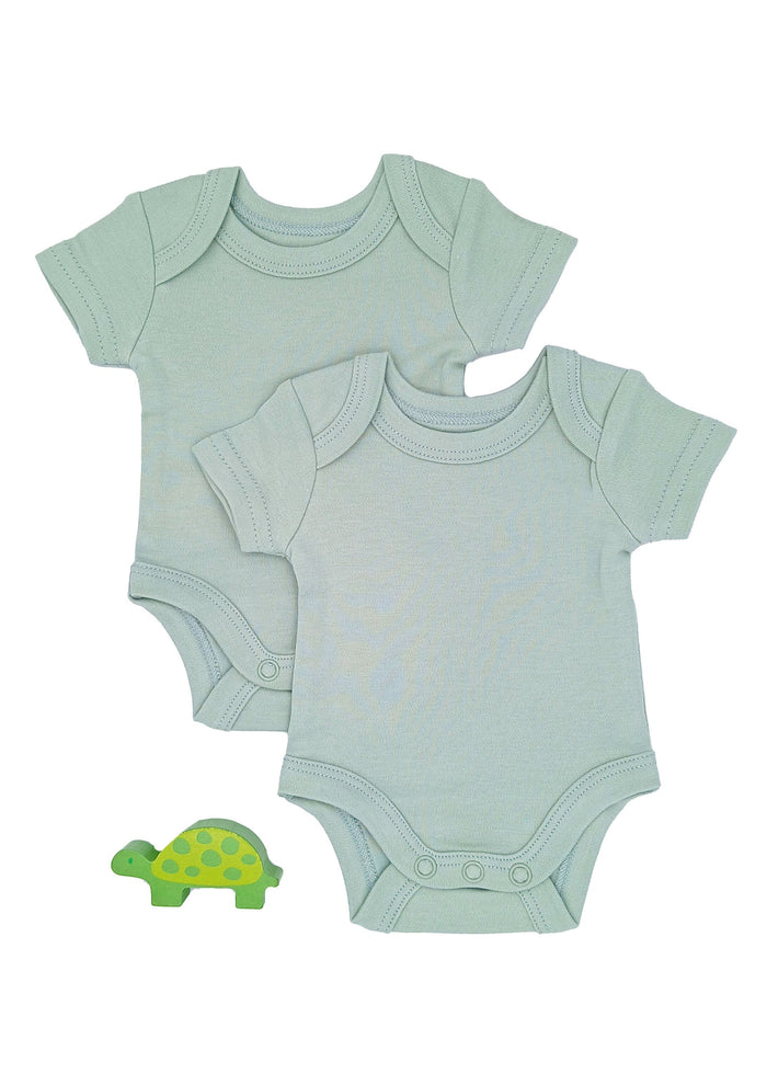 2 Pack 100% Organic Cotton Baby Bodysuit with Capped Sleeves - Sage