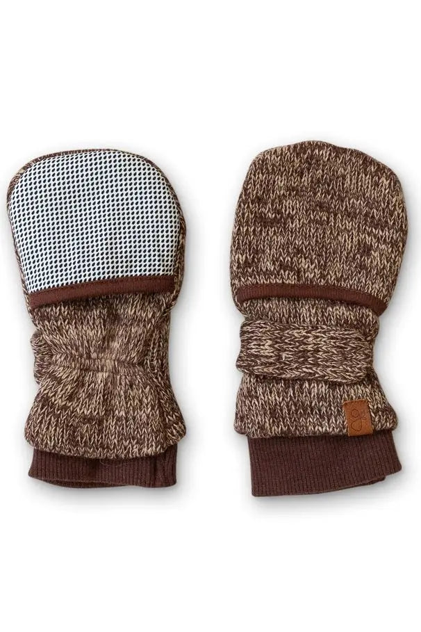 Stay-On Scratch Mittens, Knit Mitts, Bark