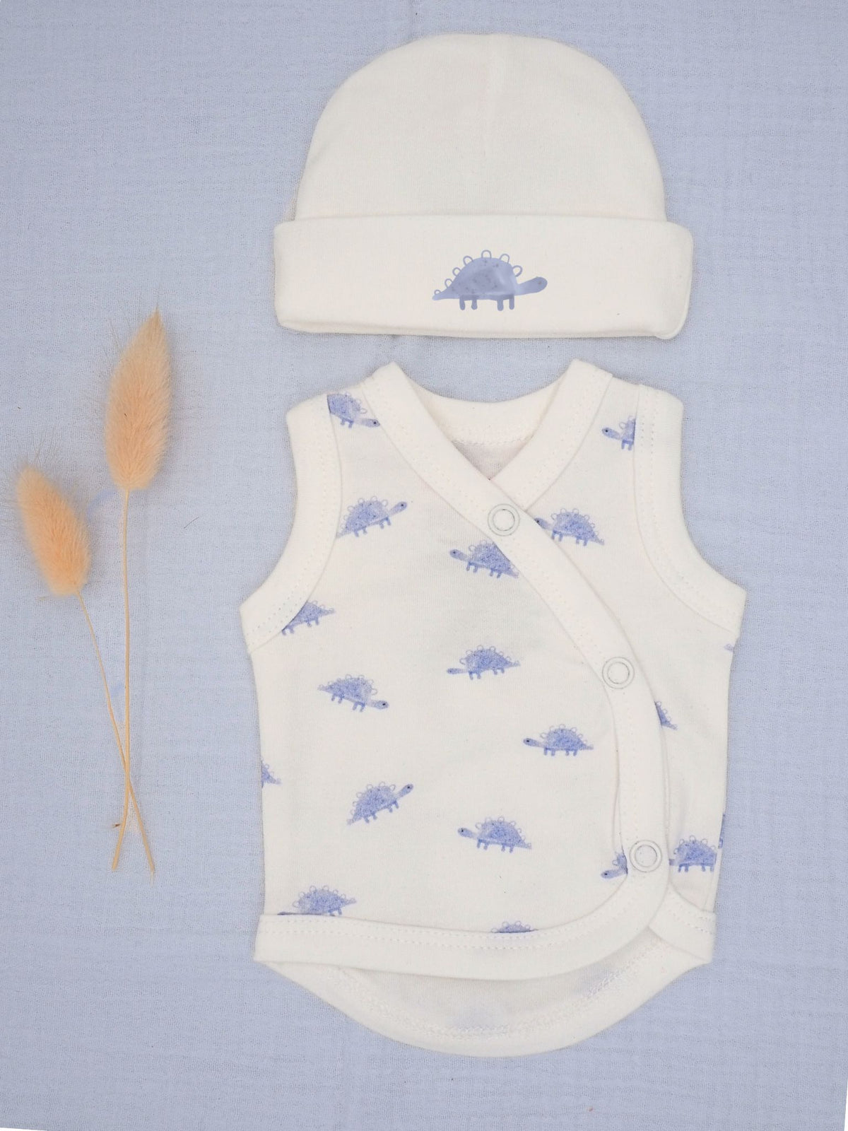 Little Dino Vest & Hat Set - Organic Cotton