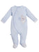 Early Baby Footed Sleepsuit, Embroidered Bear Design - Blue Sleepsuit / Babygrow EEVI 