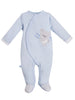 Early Baby Footed Sleepsuit, Embroidered Bear Design - Blue - Sleepsuit / Babygrow - EEVI