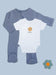 Blue zipped Sleepsuit & 'Brave' Planet Motif Bodysuit Set. Set Little Dreamer 