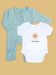 Mint zipped Sleepsuit & 'Little Sunshine' Motif Bodysuit Set.