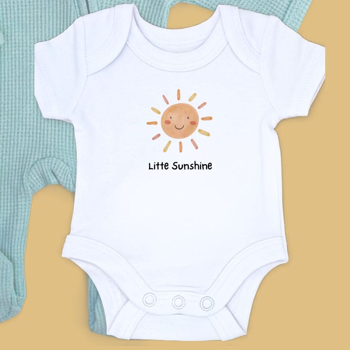 Mint zipped Sleepsuit & 'Little Sunshine' Motif Bodysuit Set.