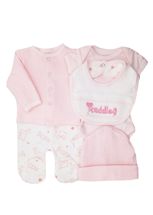 Smocked "Cuddles" 5 Piece Set Set Tiny Chick 