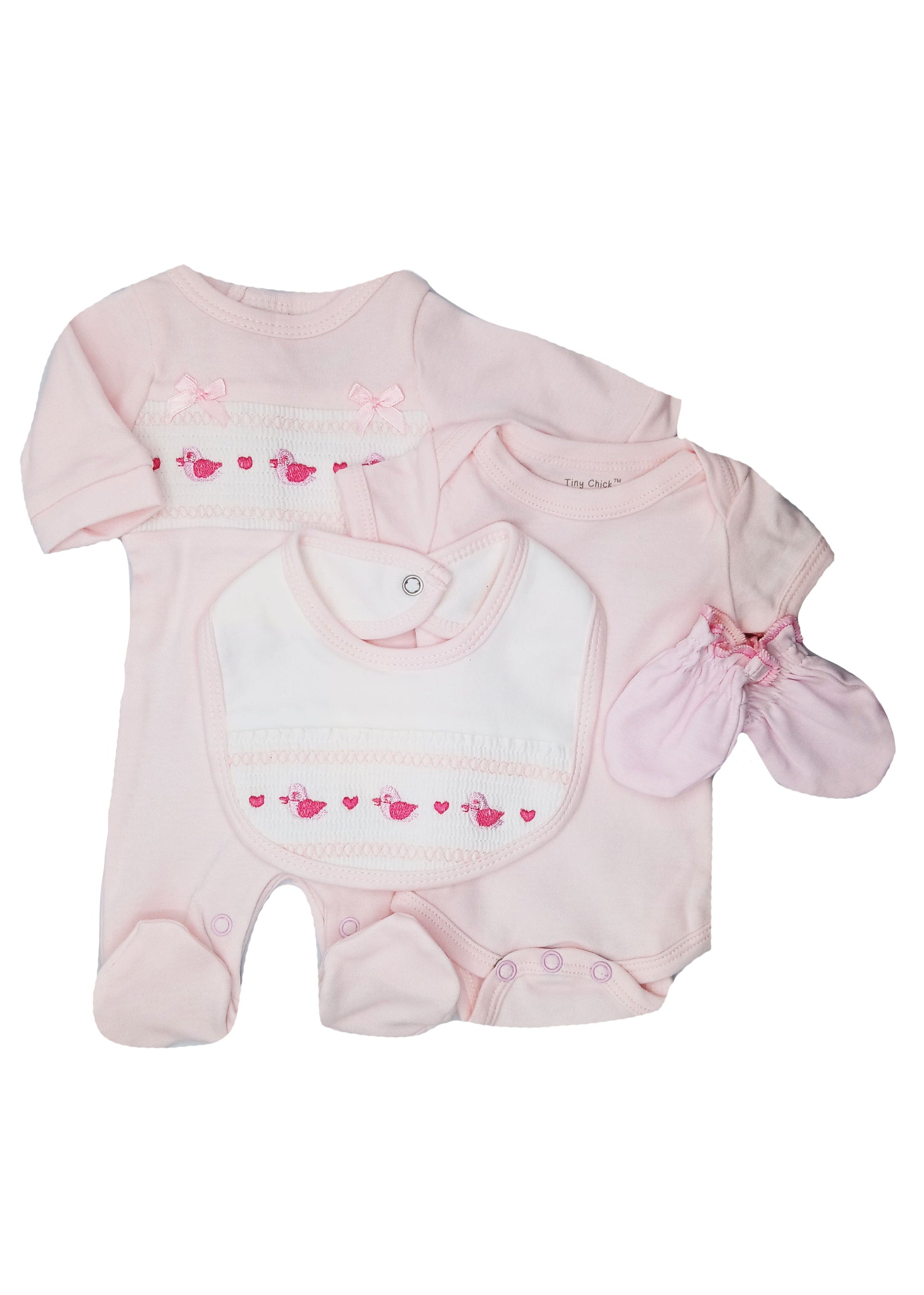 Smocked "Ducks" 4 Piece Set Set Tiny Chick 