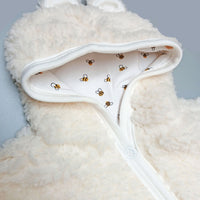 Tiny & Small Fluffy Pramsuit - Cream with Busy Bee Fabric Hood Snowsuit / Pramsuit Tiny & Small 