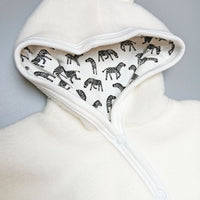 Tiny & Small - Fleece Pramsuit - Cream with Zebra Fabric Hood Snowsuit / Pramsuit Tiny & Small 