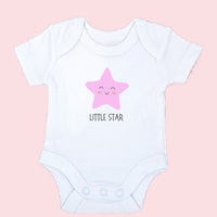 Bright Pink Zipped Sleepsuit, 'Little Star' Motif Bodysuit, Pink Star Hat and Socks Set. Set Little Dreamer 