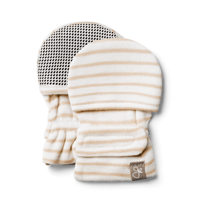 Stay-On Scratch Mittens - Dune Stripe Scratch Mitts Goumikids 3-6lb 