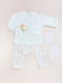 2 Piece Cream wrap top with 'Sweet Little One' Motif & Apricot Floral trouser set, Organic Cotton Top & Trousers Tiny & Small 