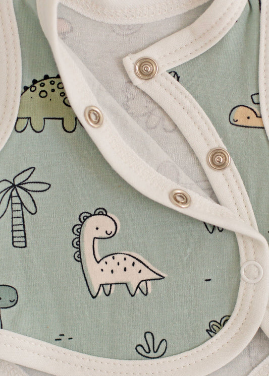 2 piece wrap top & trouser set, Dino Buddies, Teal Top & Trousers Tiny & Small 