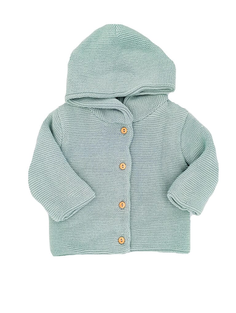 Grey Mint Knitted Baby Jacket - Cardigan / Jacket - La Manufacture de Layette